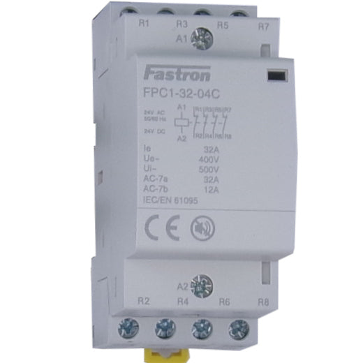 FPC1-32-04C-230VAC, 4 Pole 4 x SPST NO Modular Contactor 440VAC 32 Amp, 240VAC Control Voltage, 50/60Hz, Hum Free