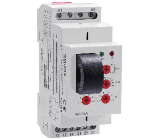 FRI8-06/B, Current Monitoring Relay & Timer AC/DC 2-20 Amp, Adjustable Measurement and Timing Range, 8mm Aperture, Universal 24-240VAC 24VDC, 2 x SPDT 8 Amp CO Relays