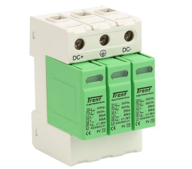 FRS2-C40-1500R, 2 Pole 1500VDC Surge Protection Device for DC/Solar Systems, Type 2 (Class II) 40kA WITH REMOTE C/O CONTACTS