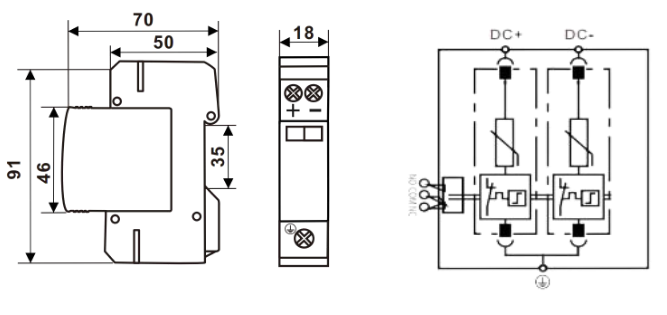 FRS2-C40-130R, 130VDC Surge Protection Device for DC/Battery Systems, Type 2 (CLass II) 40kA WITH REMOTE C/O CONTACTS