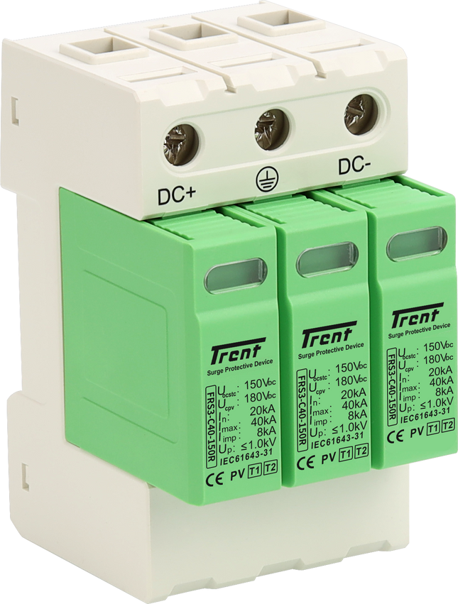 FRS3-C40-150R, 150VDC Surge Protection Device for Photovoltaic Systems, Type 1 (Class I) + Type 2 (Class II) 40kA WITH REMOTE C/O CONTACTS