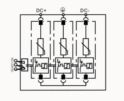 FRS3-C40-1000R, 1000VDC Surge Protection Device for Photovoltaic Systems, Type 1 (CLass I) + Type 2 (CLass II) 40kA WITH REMOTE C/O CONTACTS