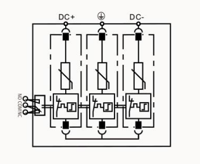 FRS3-C40-500R, 500VDC Surge Protection Device for Photovoltaic Systems, Type 1 (Class I) + Type 2 (Class II) 40kA WITH REMOTE C/O CONTACTS
