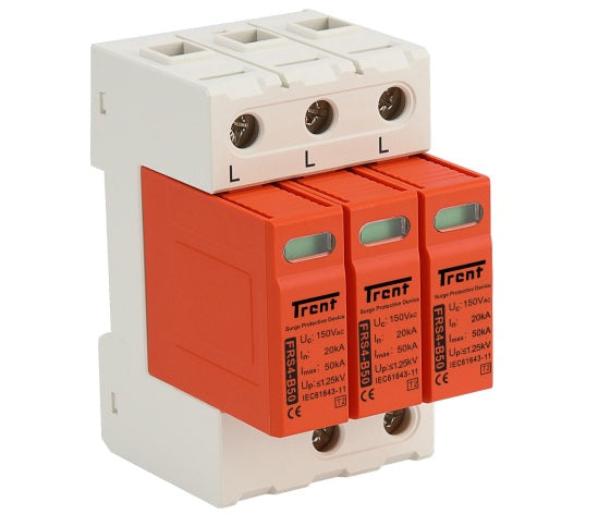 FRS4-B50/150/R 3P+N, 4 Pole, Un = 120VAC, Uc = 150VAC, Type 2 (Class II) Surge Protection Device In 20kA, Imax 50kA, Pluggable, With Remote Contacts