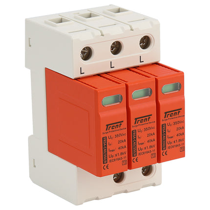 FRS4-C40/350VAC (R), 4 Pole, Un = 240VAC, Uc = 350VAC, Type 2 (Class II) Surge Protection Device In 20kA, Imax 40kA, Pluggable, With Remote Contacts