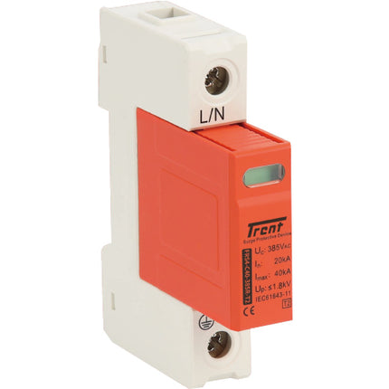 FRS4-C40 385V 1P (1+0) (R), Class II/Type 2, AC Surge Protection Device (SPD), Un = 320VAC, Uc = 385VAC, 1 Pole In = 20/50kA L-N, L/N-PE, DIN Rail Mount, High Energy MOV Type, with Remote Contacts