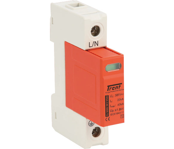 FRS4-C40 385V 1P (1+0) (R), Class II/Type 2, AC Surge Protection Device (SPD), Un = 320VAC, Uc = 385VAC, 1 Pole In = 20/50kA L-N, L/N-PE, DIN Rail Mount, High Energy MOV Type, with Remote Contacts