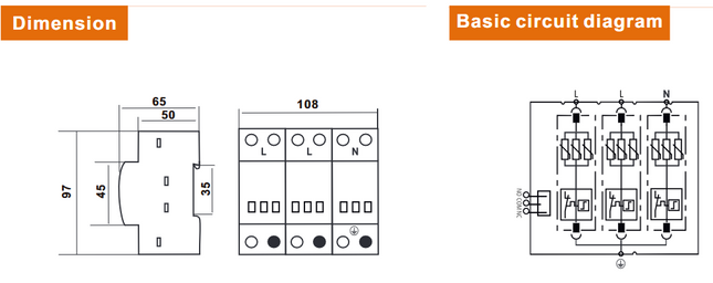 FRS7-B+C 37.5/440 (3+0), Class I,II / Type 1,2 / B,C, Surge Protection Device (SPD), 3 Pole 37.5kA (12.5kA per pole), 440VAC, DIN Rail Mount, L/N-PE, L-PEN, L-N, N-PE High Energy MOV and GDT