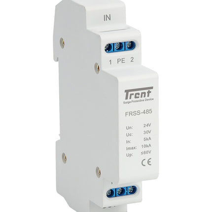 FRSS-485-24VDC, Surge Protection Device For RS422/RS485 Devices 2 Pole Unbalanced , Un = 24VDC, Uc = 30VDC, 5kA per line @ Imax(8/20uS)(KA), -40 to +80 Deg C Operation; YD/T 1542, Nominal Discharge 5kA, Maximum Discharge 10kA, Slim 18mm Wide Module