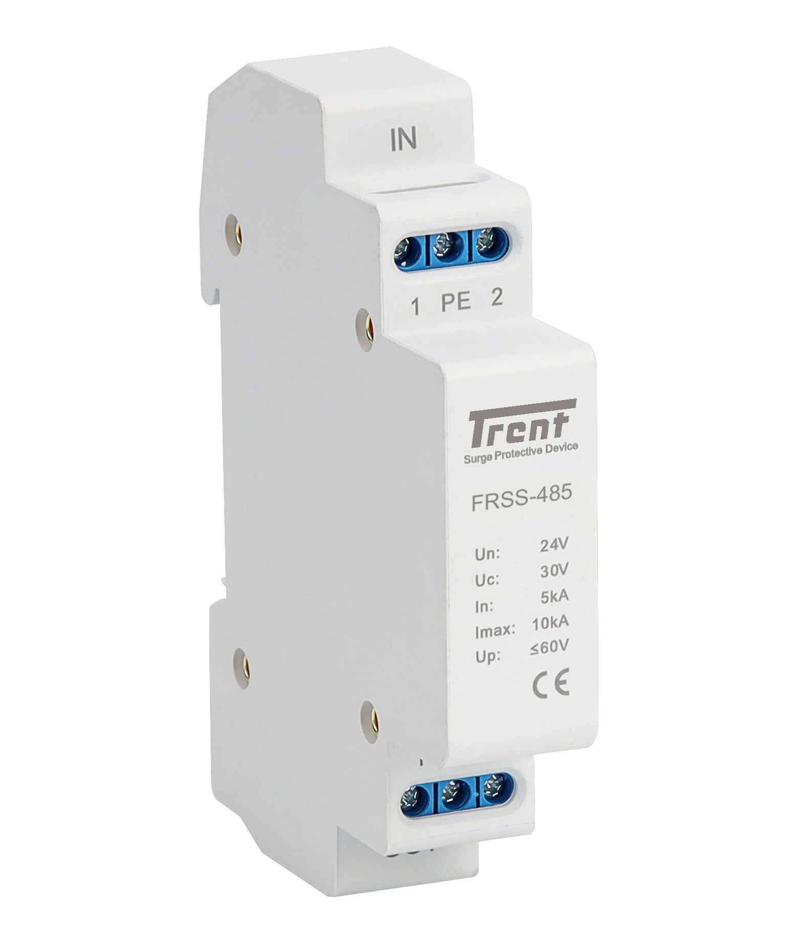 FRSS-485, Surge Protection Device For RS422/RS485 Devices 2 Pole Unbalanced , Un = 24VDC, Uc = 30VDC, 5kA per line @ Imax(8/20uS)(KA), -40 to +80 Deg C Operation; YD/T 1542, Nominal Discharge 5kA, Maximum Discharge 10kA, Slim 18mm Wide Module