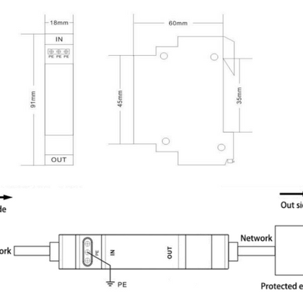 FRSS-RJ45/8D, Surge Protection Device For RJ45 1Gb/s Ethernet & POE Devices 3 Pole , Un = 5VDC(Line)/48VDC(POE), Uc = 45VDC, 5kA per line @ Imax(8/20uS)(KA), -40 to +80 Deg C Operation, Nominal Discharge 5kA, Maximum Discharge 10kA, Slim 18mm Wide Module