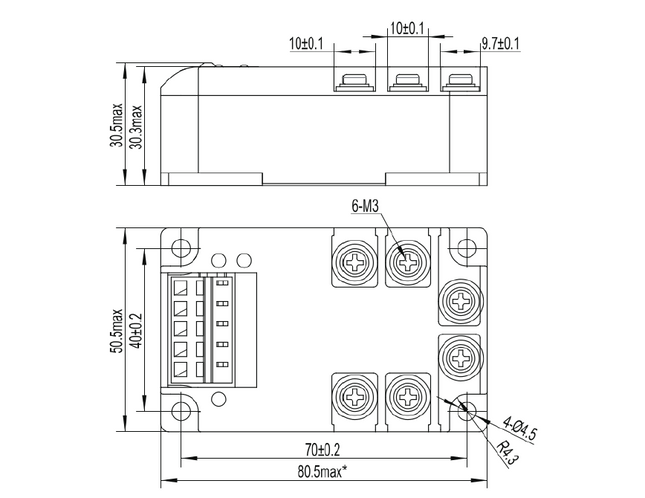 FSQE480D25, Solid State Relay, 3 Phase, 4-32VDC Control, 25Amp, 24-530VAC Load, IP20, NEW LOW FOOTPRINT DESIGN