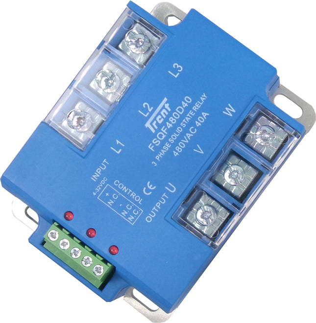 FSQF480D25, Solid State Relay, 3 Phase 4-32VDC Control, 25Amp, 24-530VAC Load, IP20