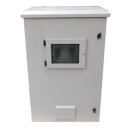 RODNV624011, Steel Teclom Enclosure with HMI Windowed Door IP55, AIR COOLED 578M3/h, RAL 7035 Gray, 2.0mm Galvanised Steel, Thermostat and Fan Pre-installed
