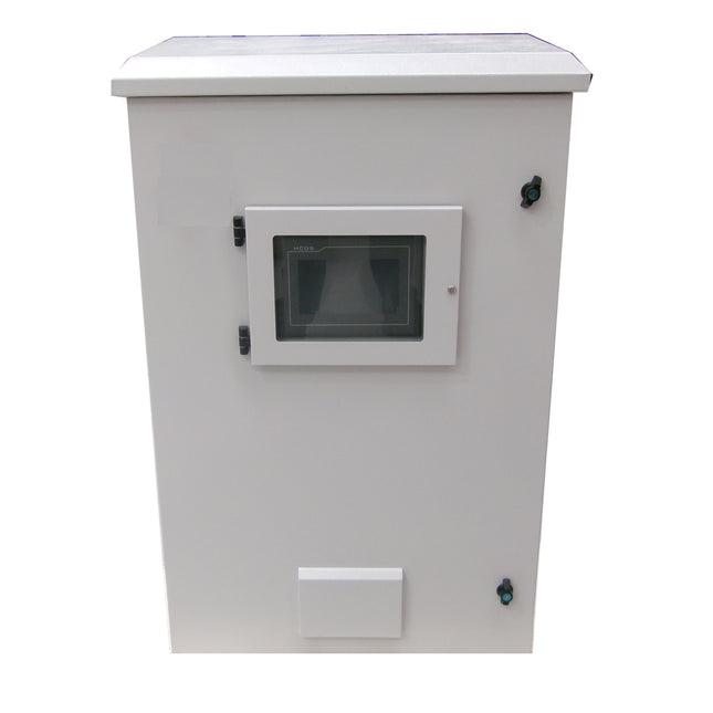 RODNV624011, Steel Teclom Enclosure with HMI Windowed Door IP55, AIR COOLED 578M3/h, RAL 7035 Gray, 2.0mm Galvanised Steel, Thermostat and Fan Pre-installed