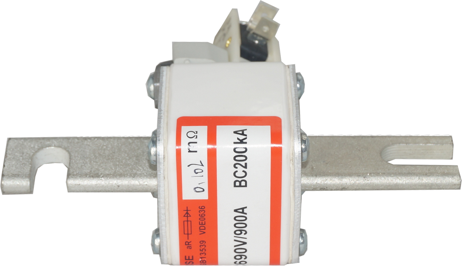 F170M4260, Blade Style Semiconductor Fuse, 315 Amp, 690VAC, Square Body, Size 1, DIN 43 653,  200kA (78mm Hole Centers) with Indicator and Microswitch-NH Blade Style Semiconductor Fuse-Trent-Fastron Electronics Store