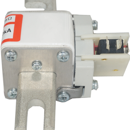F170M4267, Blade Style Semiconductor Fuse, 700 Amp, 690VAC, Square Body, Size 1, DIN 43 653,  200kA (78mm Hole Centers) with Indicator and Microswitch-NH Blade Style Semiconductor Fuse-Trent-Fastron Electronics Store