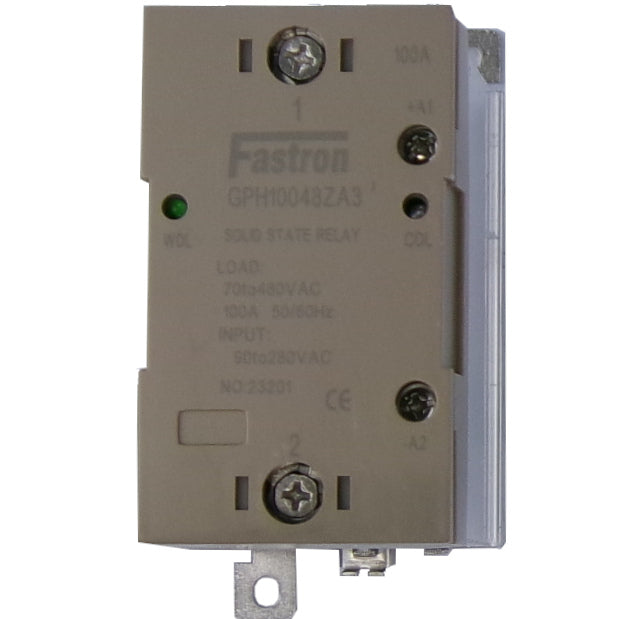 GPH10048ZA3, Solid State Contactor SSR, Single Phase 90-280VAC Control, 100A, 70-480VAC Load, Din Rail Mount