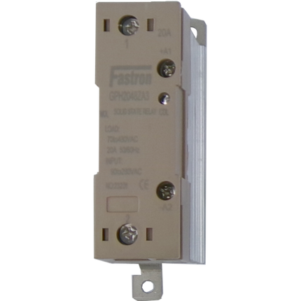GPH2048ZA3, Solid State Contactor SSR, Single Phase 90-280VAC Control, 20A, 70-480VAC Load, Din Rail Mount