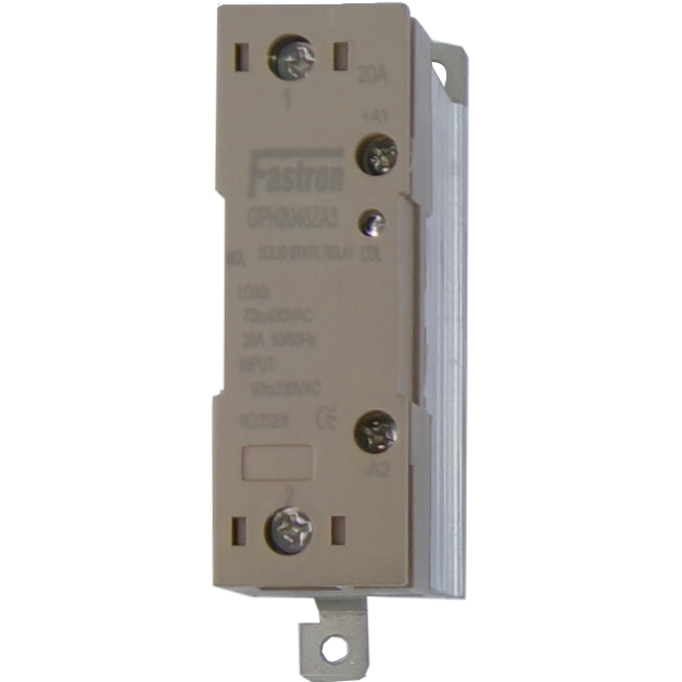 GPH2048ZA3, Solid State Contactor SSR, Single Phase 90-280VAC Control, 20A, 70-480VAC Load, Din Rail Mount