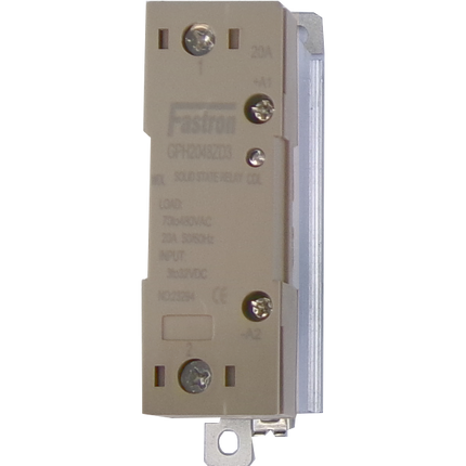 GPH2048ZD3, Solid State Contactor SSR, Single Phase 5-24VDC Control, 20A, 70-480VAC Load, Din Rail Mount