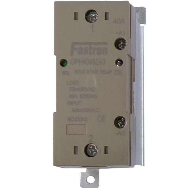 GPH4048ZA3, Solid State Contactor SSR, Single Phase 90-280VAC Control, 40A, 70-480VAC Load, Din Rail Mount