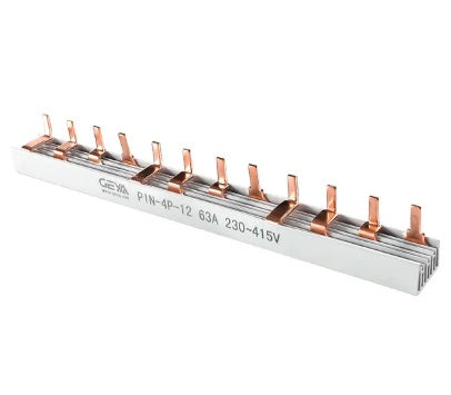 P-3L-18WAY-80A, Pin Type Busbar For Generic MCB or Modular Contactors. 3 Phase, 18 Way, 80 Amp 8mm