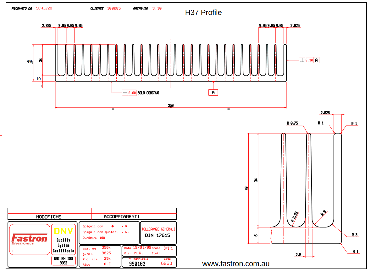 H37 Heatsink, Full Lengths or cut to order Milled or Raw Finish
