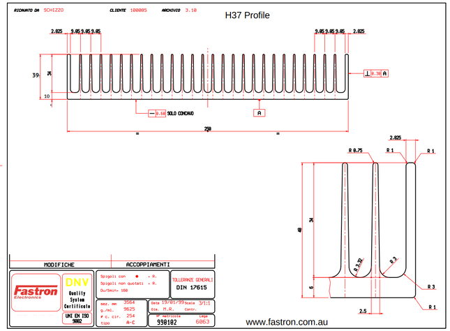 H37 Heatsink, Full Lengths or cut to order Milled or Raw Finish