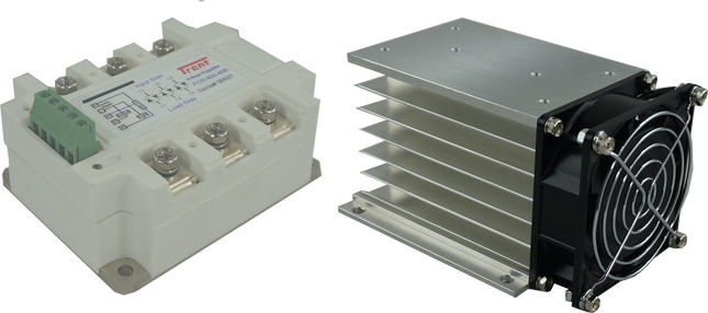 HS212F & FCR-400-40R, Three Phase, Phase Angle Controller, 4-20mA,0-10V,500K POT Input, 400VAC, 36 Amp @ 40 Deg C, Din Rail Mount
