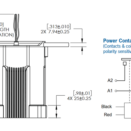 HX360BFB, Contactor SPST-NO 800 AMP, 1500VDC, 12VDC Coil, Molex 5 PIn Connector 39-01-4050, with SPDT Auxiliary Contact 3750 Cycles, IP67, IP69