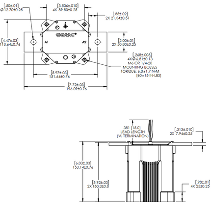 HX460CFA, Contactor SPST-NO 1000 AMP, 1500VDC, 24VDC Coil, Molex 5-pin Connector 39-01-4050, lead length 28 cm (11 in), with SPDT Auxiliary Contact 5000 Cycles, IP67, IP69
