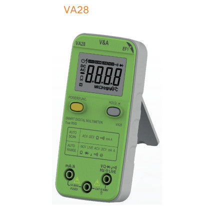 VA28B, Auto Scan Pocket Multimeter For True RMS, AC/DC Voltage 0-600V, AC/DC Current 40mA-10 Amp, Resistance 0.1- 40 MOhm, Temperature -200 to 1200 Deg C, Capacitance 4nF - 4uF, Auto Range
