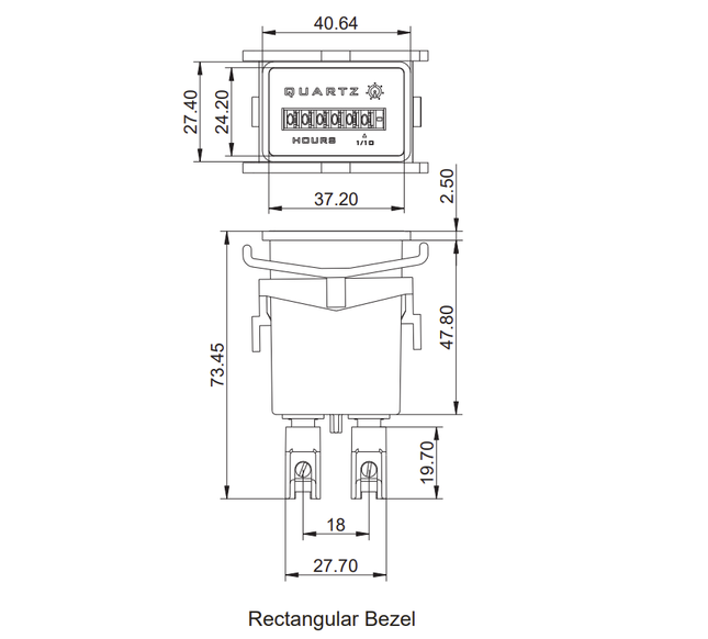 LC31F1 4-36VAC/DC, Hours Run Meter 4-36VAC/DC, 37x24mm Panel Mount