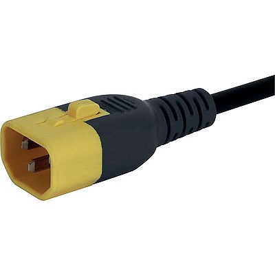 6051.2003, C13/F, V-Lock cord retaining, 1.5 m, V-75, black 10A 10mm EU Cordset Black/Yellow(V-Lock)