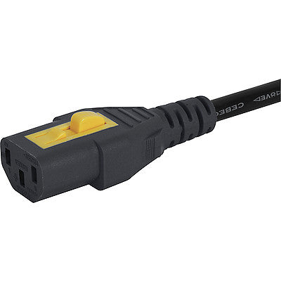 6051.2067, C13/F Female, V-Lock cord retaining, 1.5 m, V-75, black 10A 10mm C13 Black/Yellow(V-Lock)