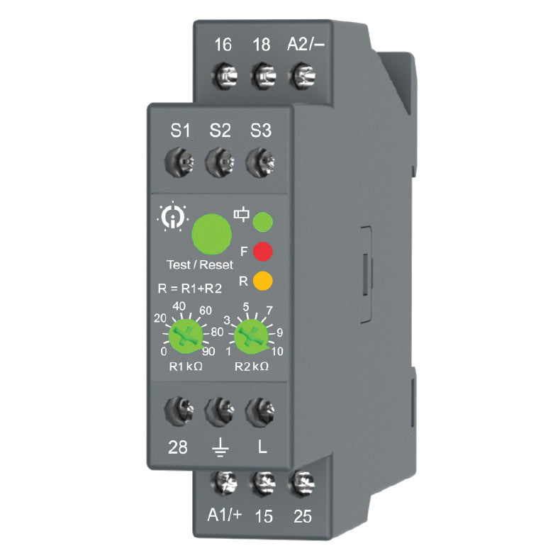 IMR122, Insulation Monitoring Relay For 0-520VAC 13.5-440Hz System with 2 Outputs (1 C/O + 1NO), Aux Supply Voltage 24-240VAC/DC. L/PE Moitoring