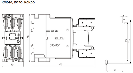 KCK60-10-230-50, Capacitor Duty Contactor 600VAC @ 60 kVar, 100,000 Operations, AC-6B