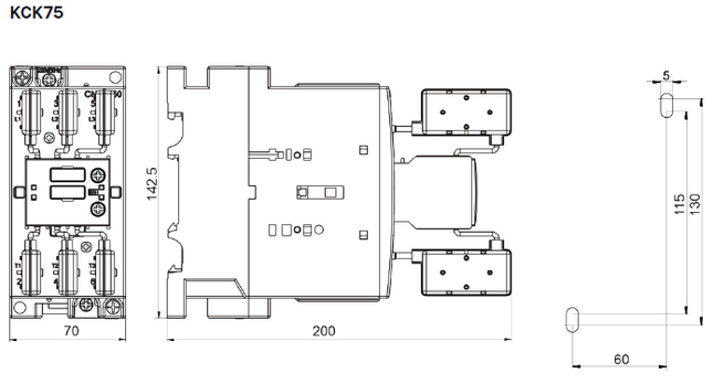 KCK75-10-230-50, Capacitor Duty Contactor 600VAC @ 75kVar, 100,000 Operations, AC-6B