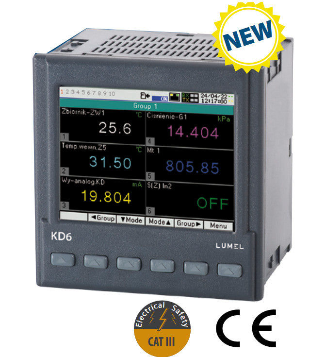 KD6 40100M2, Datalogger with Internal Web page, Universal 85-253VAC, 90-300VDC, 4 x Programmable Analogue Inputs, Modbus TCP/RTU,HTTP/NTP/FTP/RS485/USB Comms, csv File Datalogging