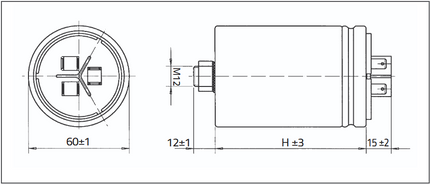 KNK5065 2.5KVAR 525V 50HZ ND, Power Factor Correction Capacitor, 3 Phase, Oil Filled, 3 x 9.6uF, Includes Discharge Resistor
