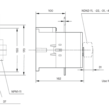 KNN150.3-00 220/240 AC 220 DC, AC Contactor 440/480V, 3 Pole 3 x NO, Nominal Current = 150 Amps, 240VAC Coil