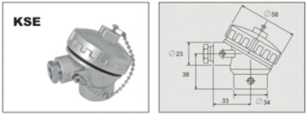FTCK-D-6-600-XX-KSE, Duplex Type K Thermocouple MIMS Class A, 100 x 6mm Probe w/ Small Terminal Head, -20 to 500 Deg C, KSE(Wire entry:M16x1.5, Probe Entry: G1/2''), CE ANSI ROHS Approved