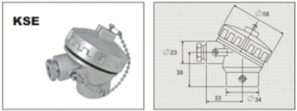 FTCK-3-50-XX-KSE, Type K Thermocouple MIMS Class A, 50mm Probe Length, 3mm Shaft Diameter w/ SMALL Terminal Head, -20 to 500 Deg C, KSE(wire entry:M16x1.5, probe entry: G1/2'')