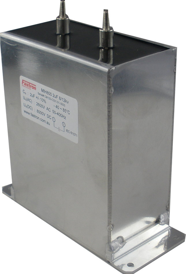 MIH800 2uF 8/12kv, Snubber/Filter Capacitor 195 x 80 x 210mm 8kVDC, 2.6kVAC 2uF, Railway Grade, Replaces ABB MIH800-2, LeClanche PPM 800-2.0 r (K)