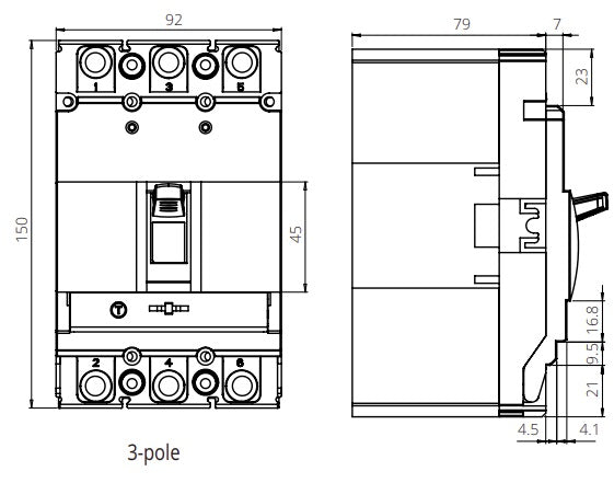 FGM6SM-4P-160M 63A, 4 Pole Moulded Case Circuit Breaker (MCCB) Thermal and Magnetic, Adjustable Type ICS=36kA 63 Amp, 400/690VAC