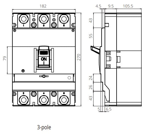 FGM6S-4P-800H 700A, 4 Pole Moulded Case Circuit Breaker (MCCB) Thermal, Adjustable Type ICS=75kA 700 Amp, 400/690VAC
