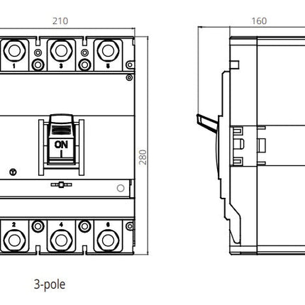 FGM6SM-3P-800H 800A,  3 Pole Moulded Case Circuit Breaker (MCCB) Thermal and Magnetic, Adjustable Type ICS=75kA 800 Amp, 400/690VAC