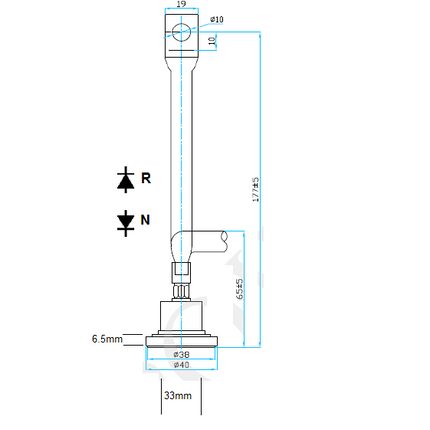 MSD300R16MB, Rectifier Diode 300 Amp, 1600V, ⌀41 x 6.5 x ⌀33mm Flat Base, Anode Base