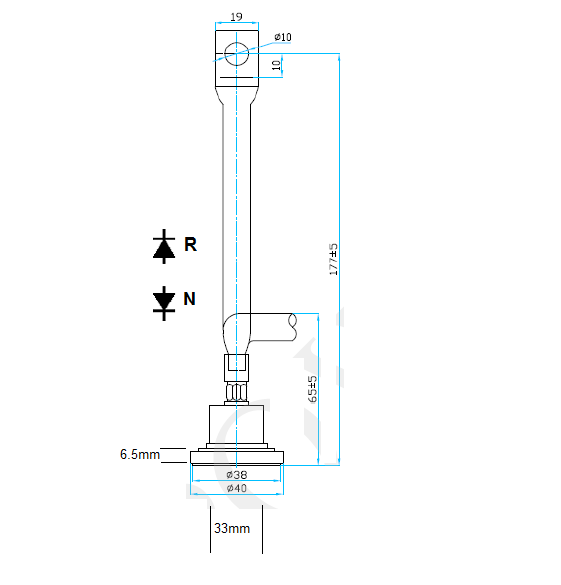 MSD401R16FB, Rectifier Diode 400 Amp, 1600V, ⌀41 x 6.5 x ⌀33mm Flat Base, Anode Base